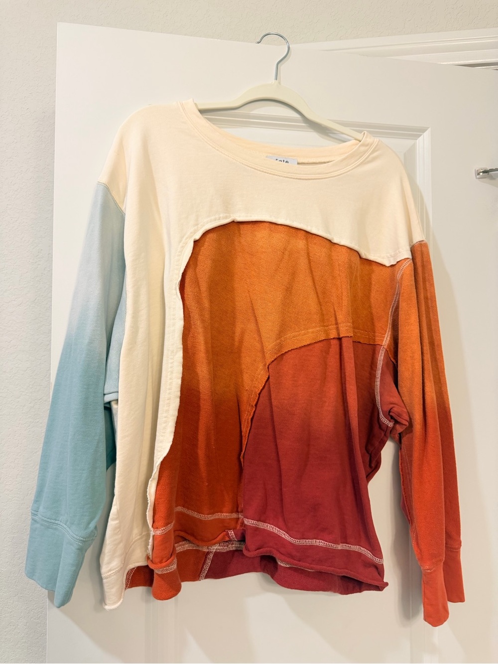 Fate XL Colorblock Patchwork Oversized Sweatshirt Boho Free People Style